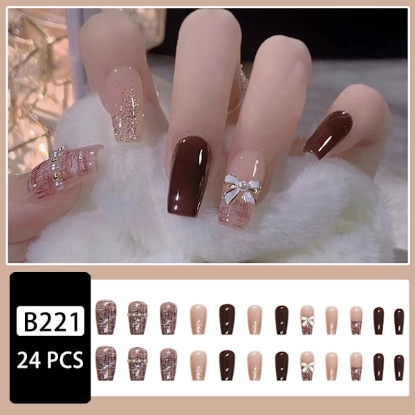 Coffin Fake Nails Ballerina tekokynnet 3 3 3