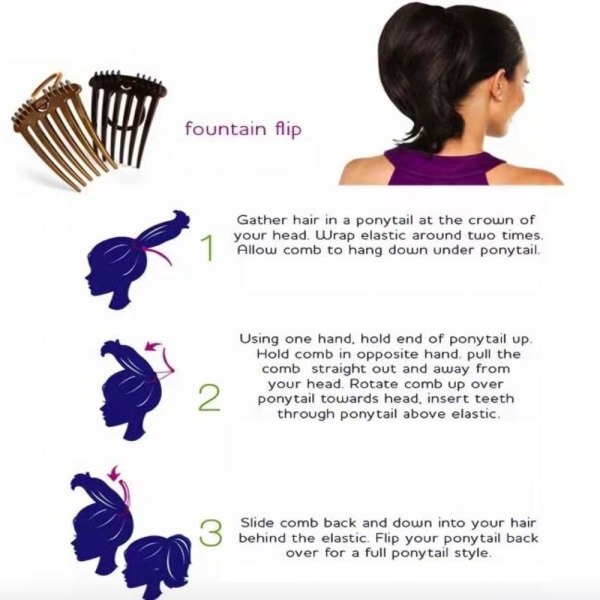 2kpl Fluffy Hair Comb -hiusklipsi MUSTA black