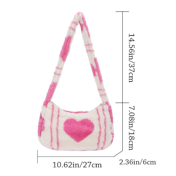 Skulder Crossbody Vesker Underarm Bag BLACK LOVE HEART PRINT black love heart print-love heart print