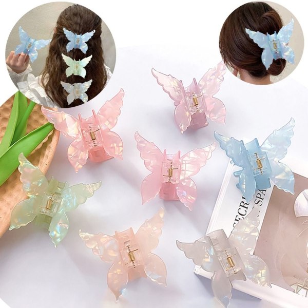 Butterfly Hair Clips Hiuksiin tarttuva PINK Pink