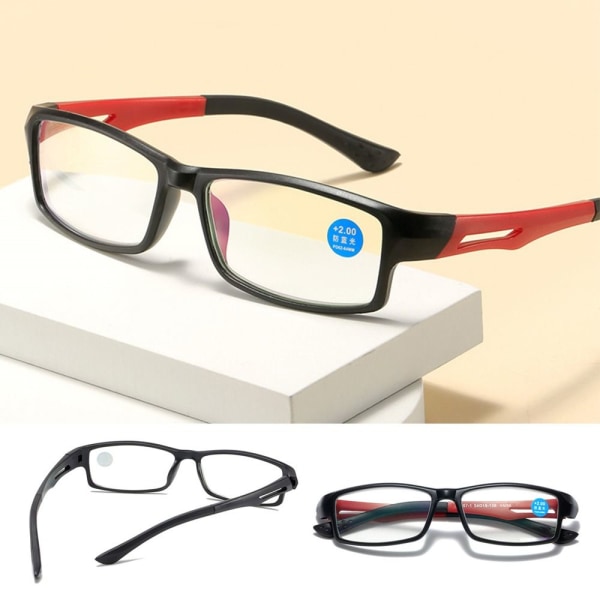 Anti-Blue Light lukulasit Neliönmuotoiset silmälasit MUSTA Black Strength 200