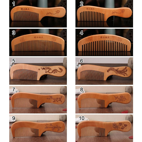 2 stk Peach Wood Comb Fine Tooth Comb 2 2 2