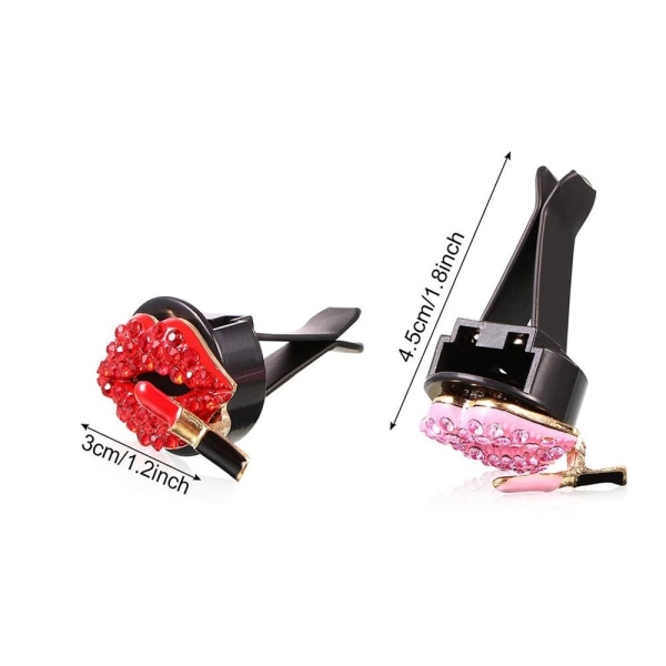 Car Air Outlet Aromaterapi Clip Rhinestone Red Lips Clips PINK Pink