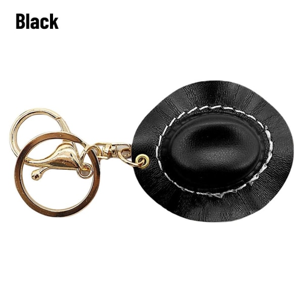 Nyckelring i läder SVART Black