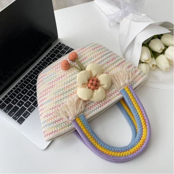 Rainbow Woven Bag Student Handbag MULTICOLOR multicolor