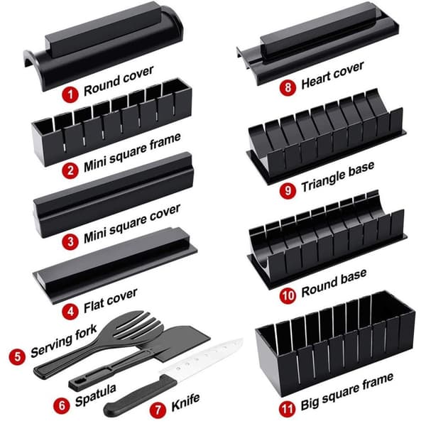 Sushi Making Kit Risballkake Rullform Sushi Form 11Pcs/Set
