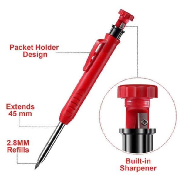 Solid Carpenter Pencil Träbearbetningsmärkning Mekanisk Kit