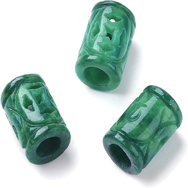 Naturlig Jadeite Jade Stone store hull perler Gravering utskåret