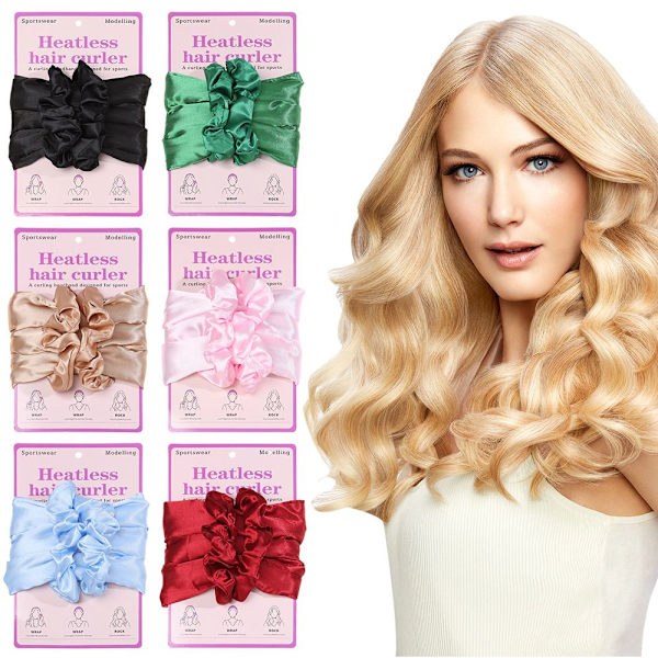 Heatless Curl Ribbon Pannband Lazy Curler WINE RED Wine Red