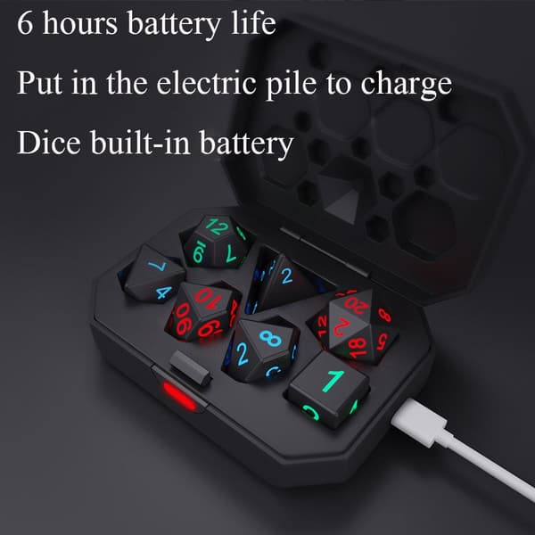 7st/ set De elektroniska tärningarna D4-D20 Glow LED-tärningar