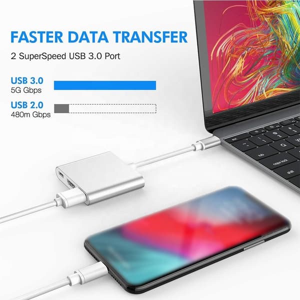 3.0 Hub Adapter Kabelledning til bærbare computere 4K HDMI