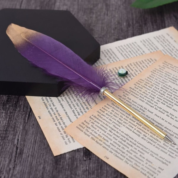 Gull Spray Feather Kulepenn Feather Pen LILLA Purple