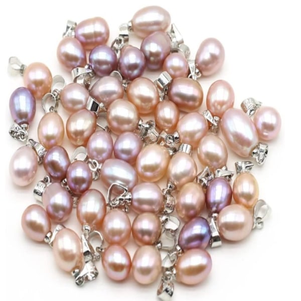 10 Stk 7-8MM Naturlige Perle Perle Vedhæng Ris Form