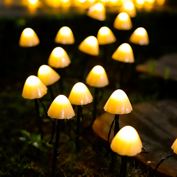 Solar Garden Lights Mushroom Fairy String Lights multicolor
