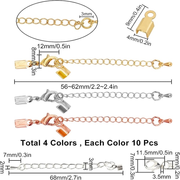 Forlengerkjeder Leather Cord End Clasps Connectors