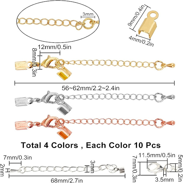 Forlengerkjeder Leather Cord End Clasps Connectors