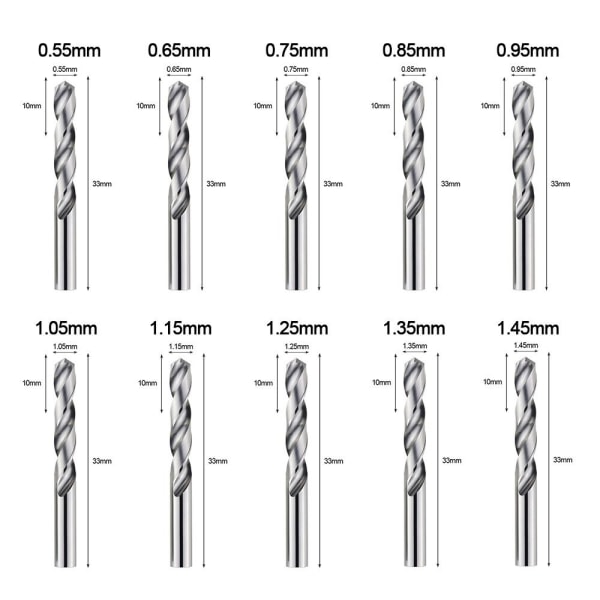 Twist Drill Bit Tungsten Steel Borr 0,85MM 0.85mm