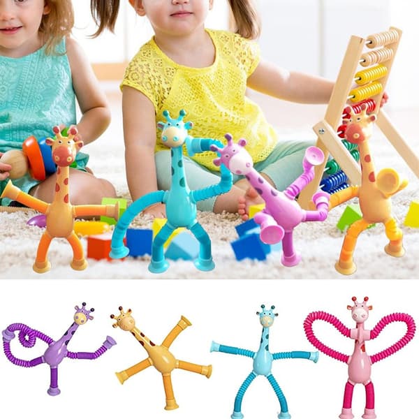 Giraffe Pop Rør Dyre Suger Legetøj BLÅ Blue