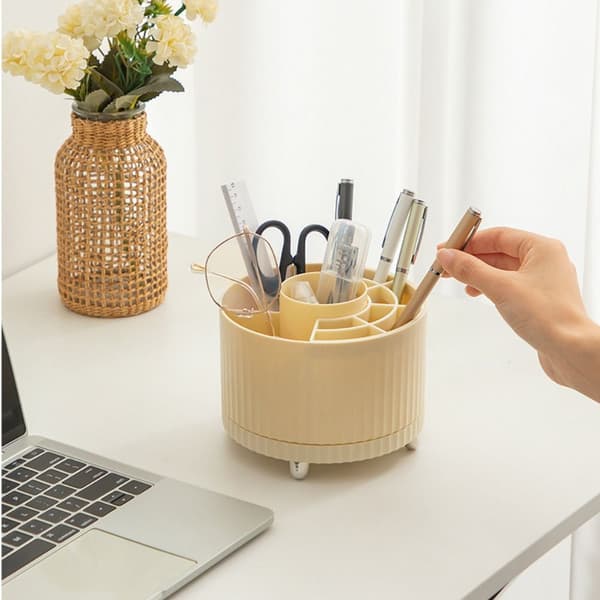 Desktop Storage Box Kosmetisk Organizer VIT White