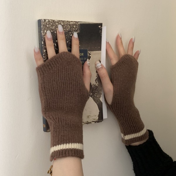 1pari Half Finger Gloves Fingerless Rukkaset COFFEE Coffee