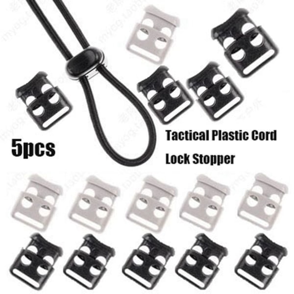 5 stk. Tactical Cord Lock Toggle Stopper SORT Black