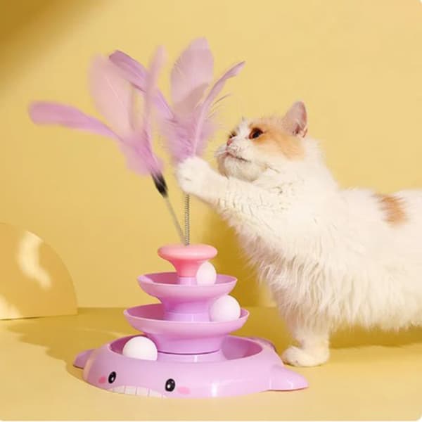 Kitten Interactive Roller Toy Avtakbar Tower Platespiller BLÅ Blue