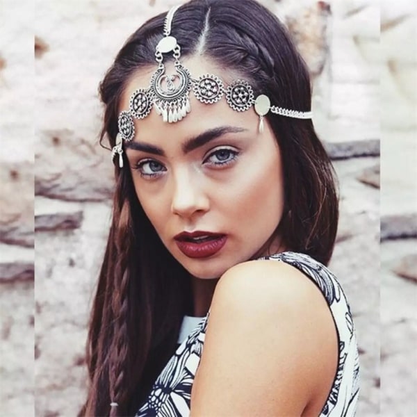 Bohemian Head Chain Hår Smycken SILVER silver