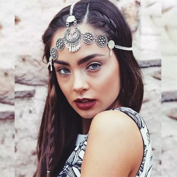 Bohemian Head Chain Hår smykker SØLV silver