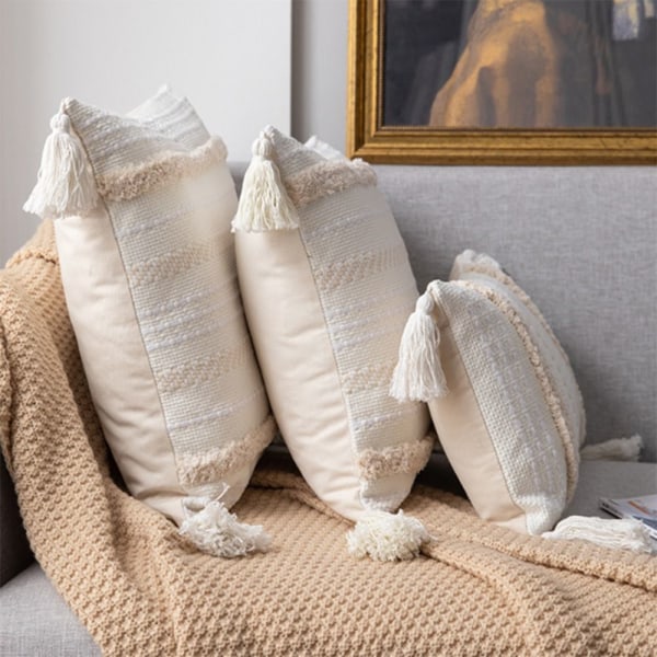 2 st Boho cover Tuftat cover Boppy kuddfodral Beige 2 Pcs-2 Pcs