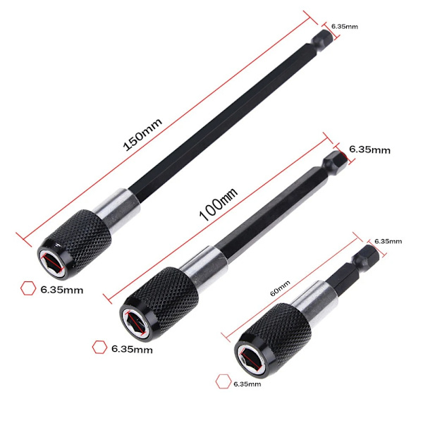 3 STK 1/4" AEG Slagdriver Hex Drill Holder Skrue 60MM3STK 3 STK 60mm3pcs