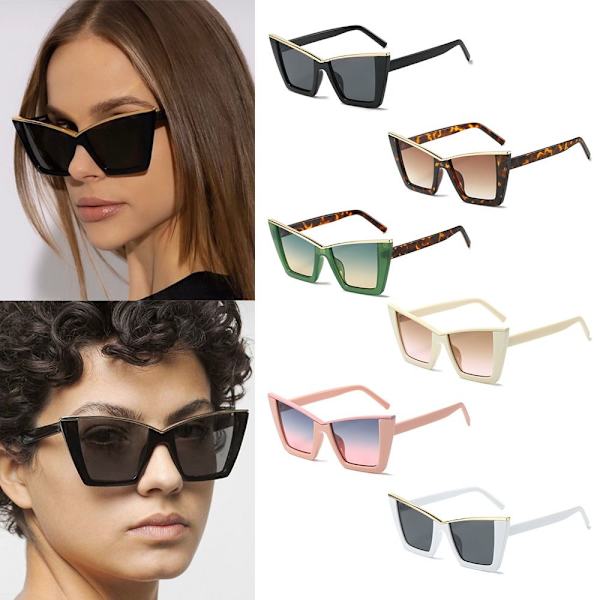 Kvinder Cat Eye solbriller Oversize skærme SORT Black