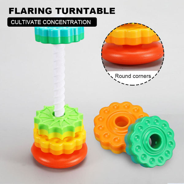 Gears Stapling Ringar Leksak Spinning Stacker för förskolepresent