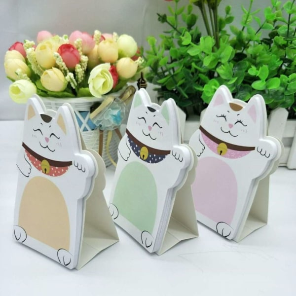 3ST Kawaii Sticky Notes Standing Notes Lucky Cat Sticky Notes