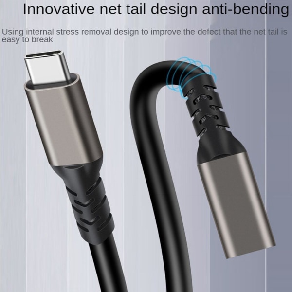 USB 3.2 Type-C -jatkokaapeli USB-C PD 100W uros-naaras 2M 2m