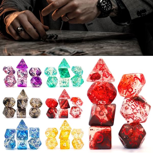 7 Stk/sett DND Terning Polyhedral Terning GUL GUL yellow