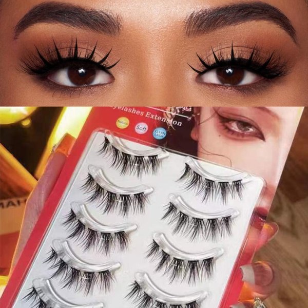 5 Par Manga Lashes 3D Mink Transparent Stilk