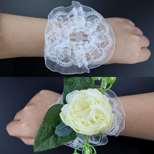 10 stykker elastisk perle håndled Corsage Bands bryllup håndled