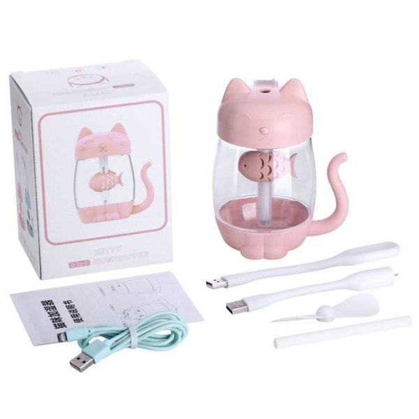 Cartoon Cat Luftfukter Luftfukter Vifte ROSA Pink