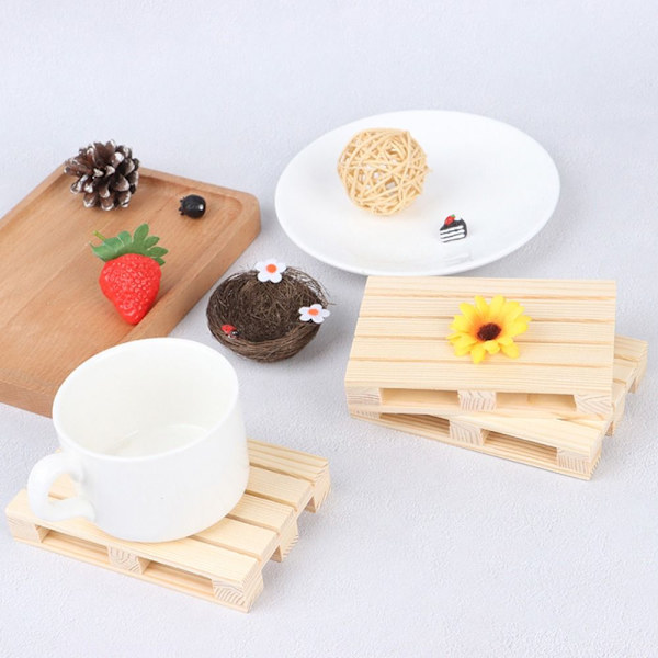 Trä Cup Coaster Mini Pall Drinks Isolering Pad wooden