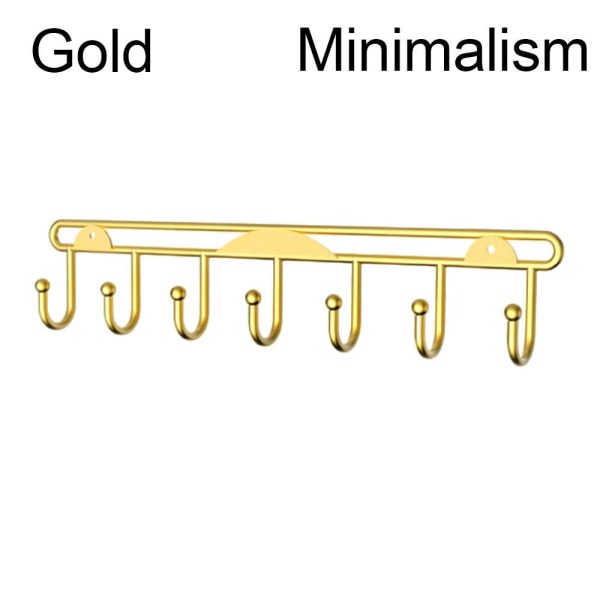 Seinään kiinnitettävä teline 7-koukkuinen organizer GOLD MINIMALISM MINIMALISM Gold Minimalism-Minimalism
