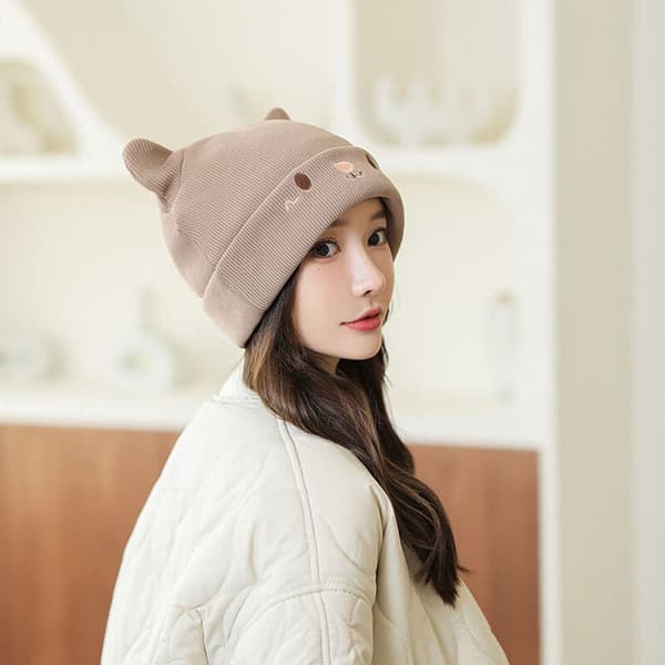 Stickmössa Cap Beanie Bonnet BEIGE beige