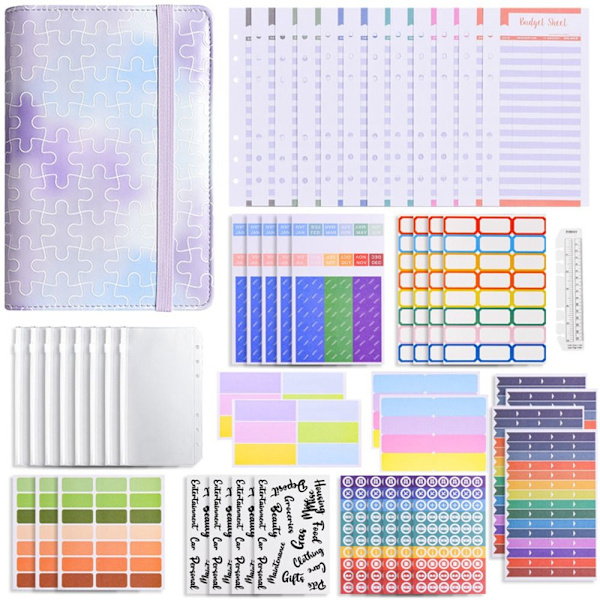 Budget Binder Money Organizer för kontanter LILA ENDAST SKAL ENDAST purple only shell-only shell