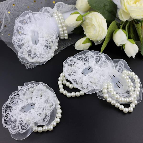 10 stykker elastisk perle håndledd Corsage Bands bryllup håndledd
