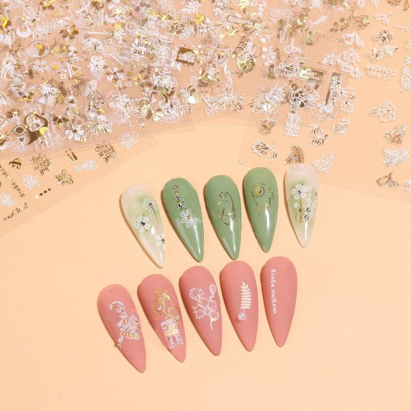 Nail Stickers 3D Bronzing Flowers CJ-053 CJ-053