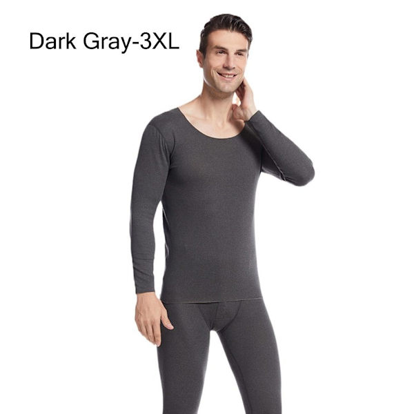 Termisk undertøj til mænd komplet sæt Long Johns Top & Bund MØRK Dark Gray 3XL