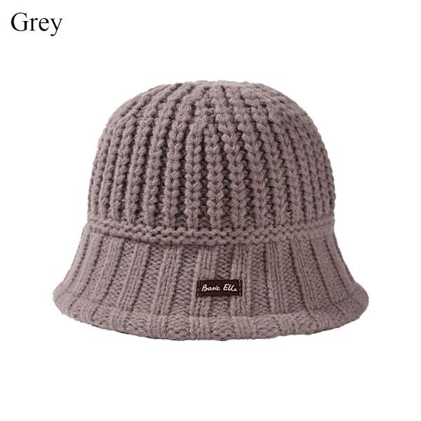 Stickad Buket Mössa Fiskarmössa GRÅ grey