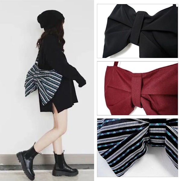 Bow Tie Tote Bag Crossbody Bag SVART L black L