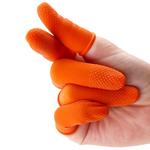 100 st Fingertoppar i Naturligt Gummi, Återanvändbara, Halksäkra M(27mm)