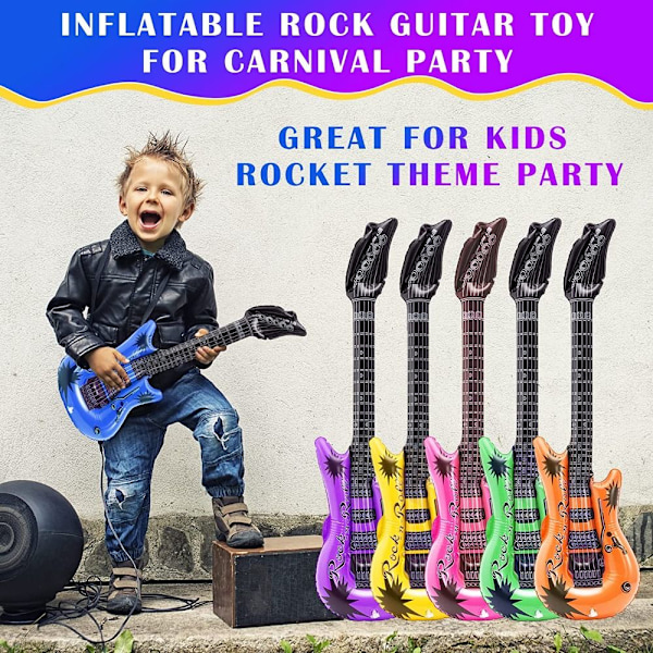 6 st uppblåsbar gitarr rockgitarrleksak RANDOM COLORB B Random ColorB