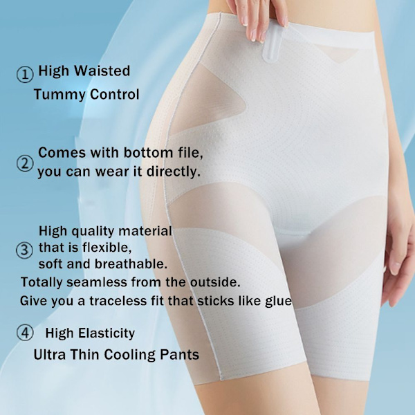 Ultraohuet jäähdyttävät housut Tummy Control Shapewear MUSTA M Black M